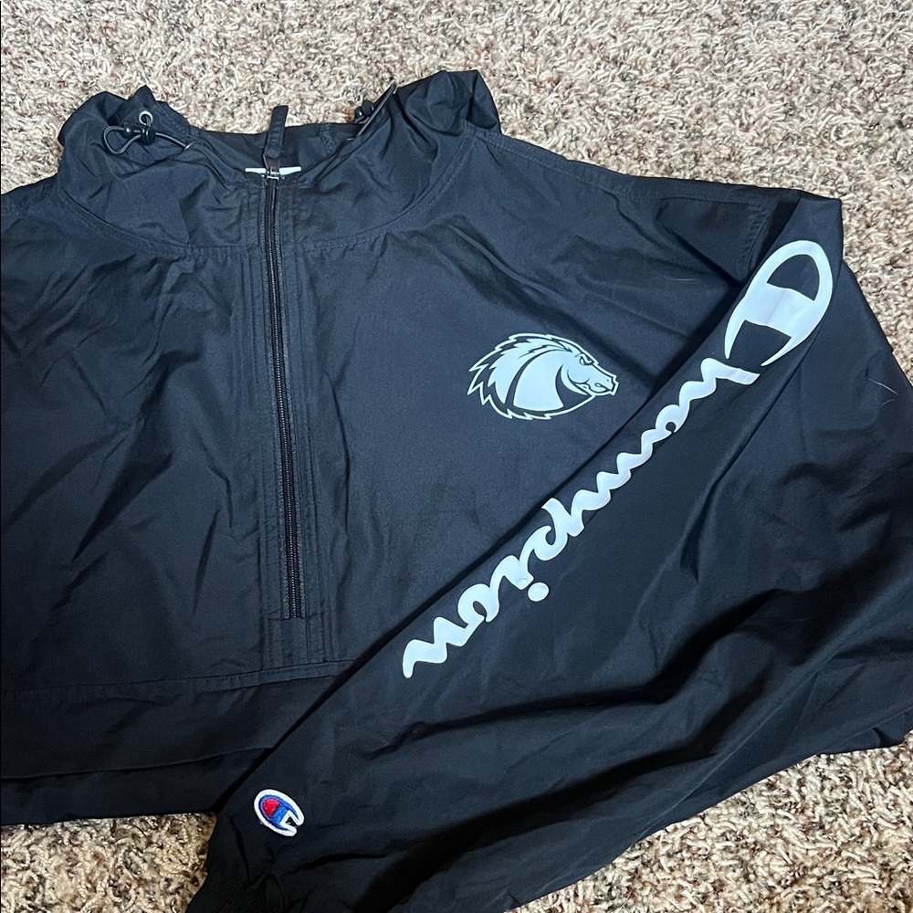Champion Black Pullover with Logo Accents